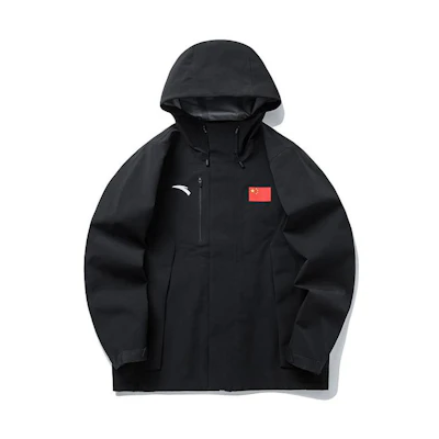 Anta All-Weather Series Black Zip-Up Hoodie Jacket with Logo Print 152130602-3