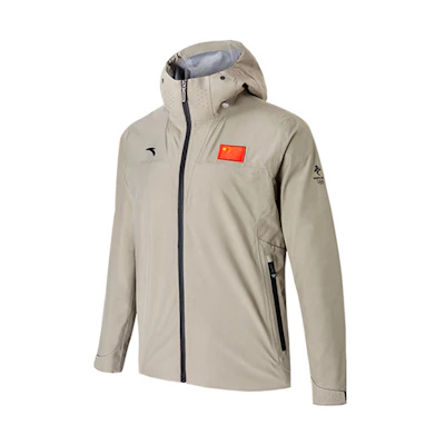 Anta All-Weather Series Flag Hooded Windbreaker Jacket Khaki - 152210611-1