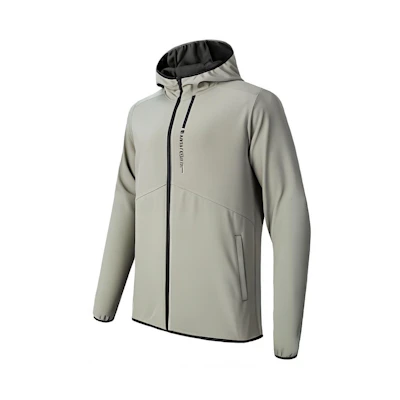 Anta All-Weather Waterproof Hoodie Jacket Smoke Gray Casual Letter Print 952347601-3