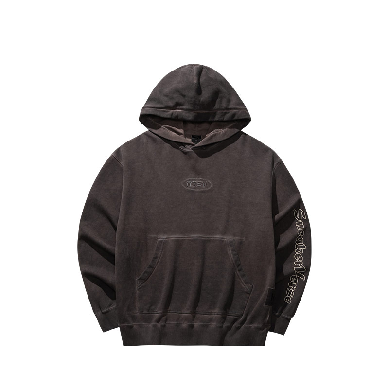 Anta ATSV SNEAKERVERSE Mocha Hoodie with Letter Print and Knit Design 152448741V-2