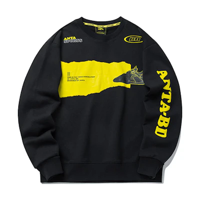 Anta Ba Dao Graphic Printed Pullover Sweatshirt Black 152218728-1