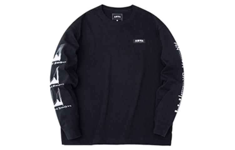 Anta Basic Black Crewneck Pullover Sweatshirt Unisex with Letter Logo Design 172238717-3
