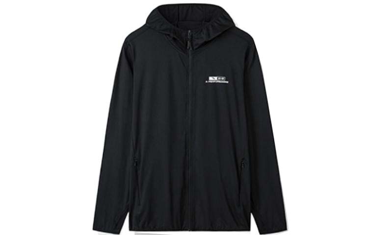 Anta Basic Black Hoodie Jacket with Minimalist Letter Print 952127715-3