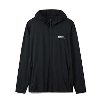 Anta Basic Black Hoodie Jacket with Minimalist Letter Print 952127715-3