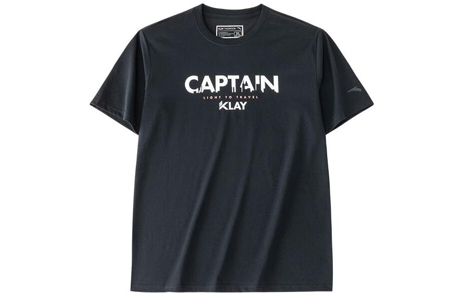 Anta Basketball Alphabet Crewneck Casual Sports T-Shirt Black . 152421143-3