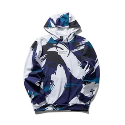 Anta Basketball Camo Logo Loose Fit Hoodie for Men - Blue 152041721-2