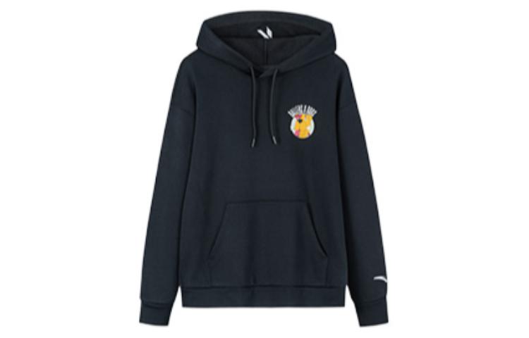 Anta Basketball Cartoon Hoodie Unisex Black Pullover Fleece Sweatshirt 152231712R-3