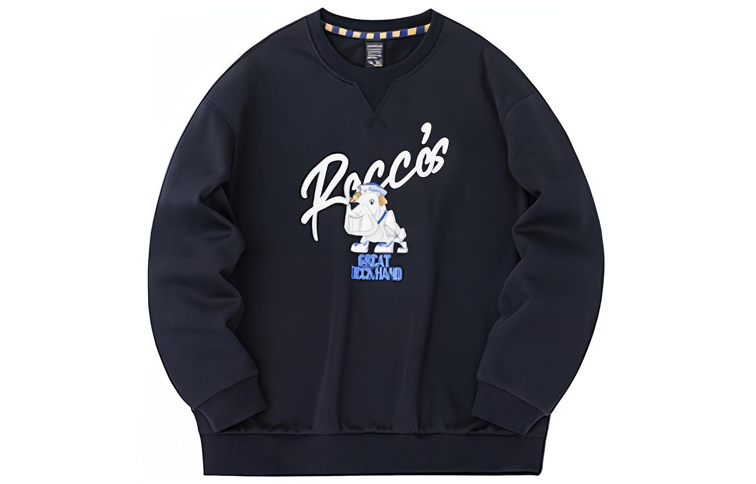 Anta Basketball Cartoon Letter Fleece Pullover Sweatshirt Unisex Basic Black 972331705-5