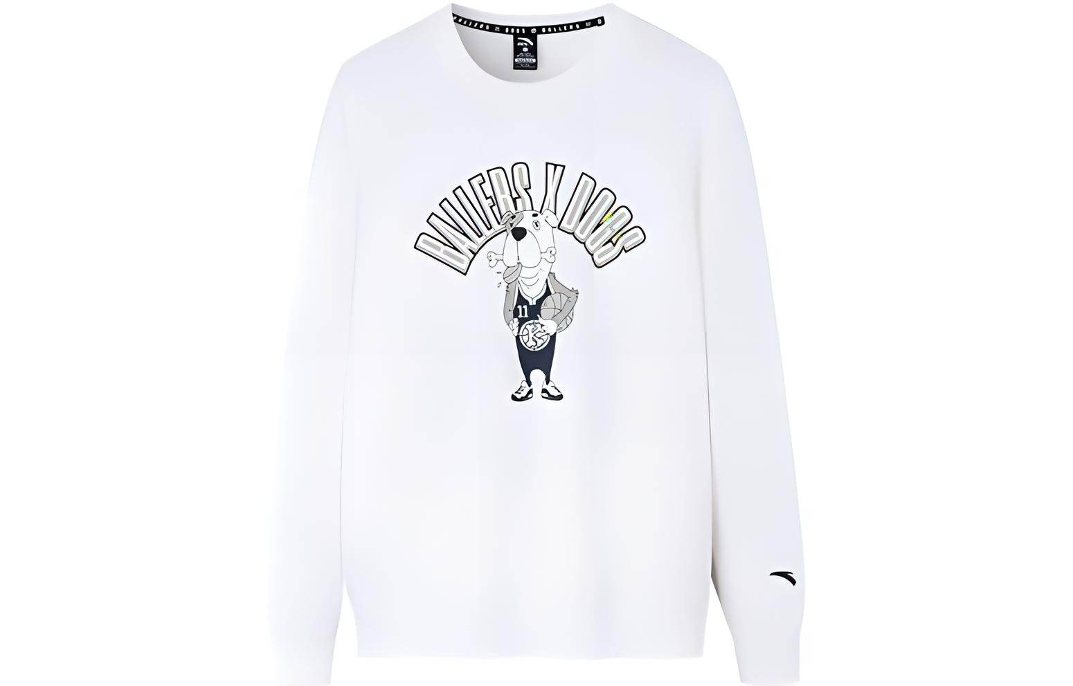 Anta Basketball Cartoon Letter Print Crewneck Sweatshirt Unisex White 152231711R-3