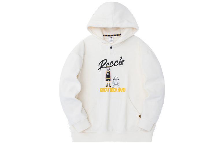 Anta Basketball Cartoon Letter Print Hoodie - White 972331707-1