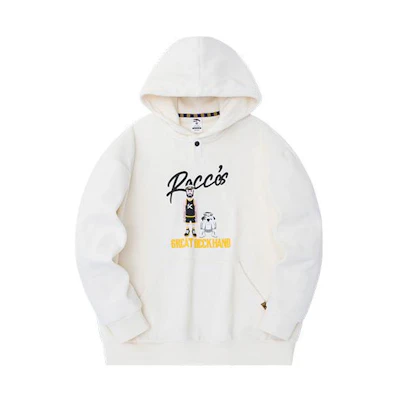 Anta Basketball Cartoon Letter Print Hoodie - White 972331707-1