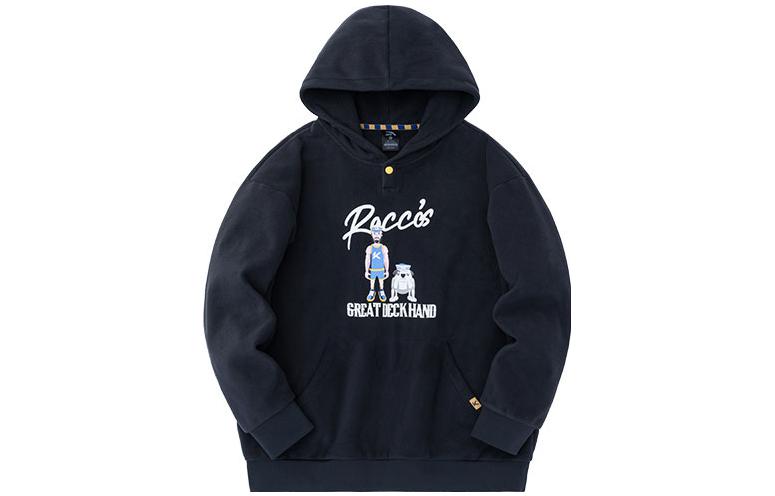 Anta Basketball Cartoon Letter Print Hoodie Black Basics 972331707-4
