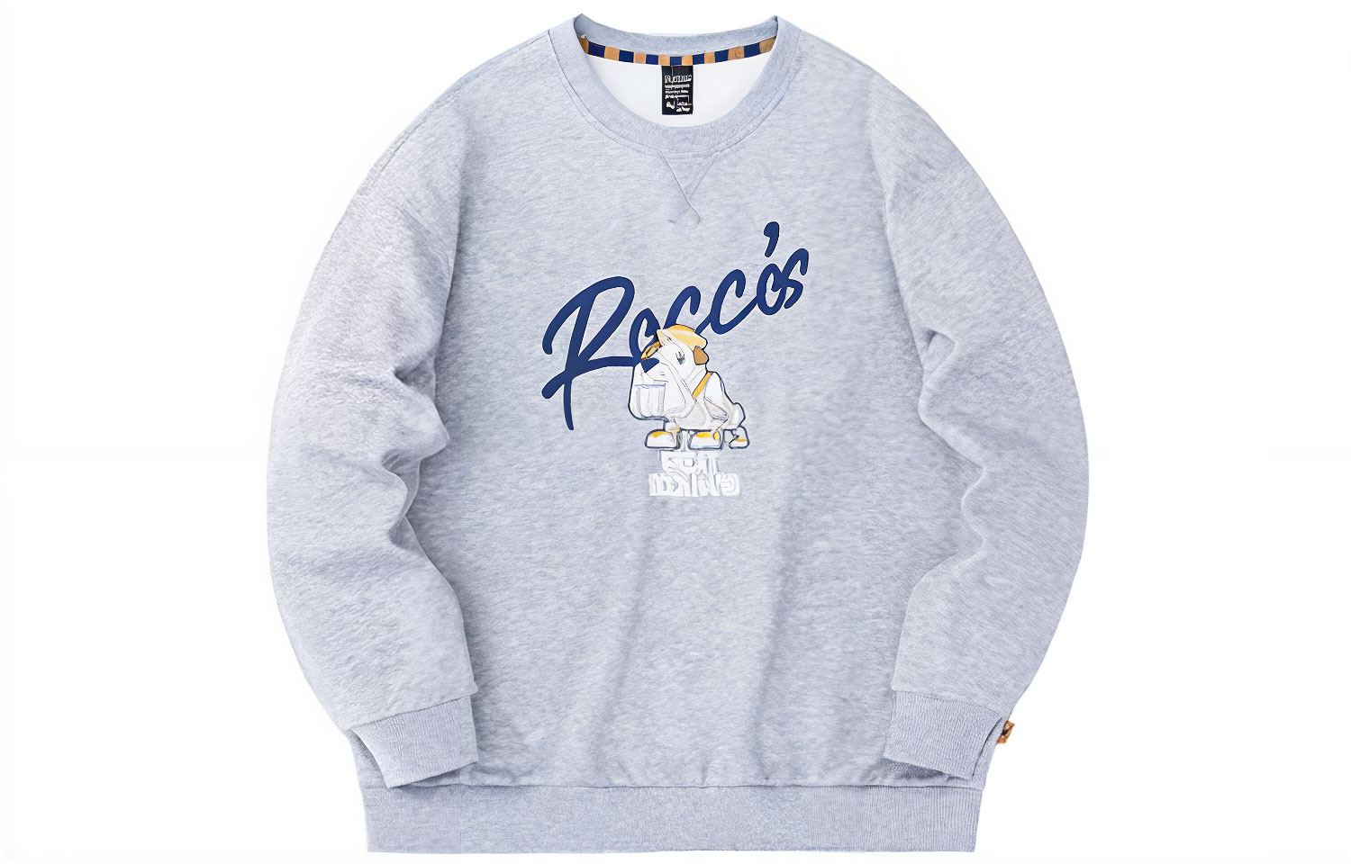 Anta Basketball Cartoon Letter Pullover Fleece Sweatshirt Unisex Grey 972331705-2