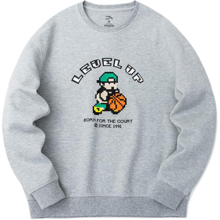 Anta Basketball Cartoon Print Grey Long Sleeve Sweatshirt for Men 952311701-3