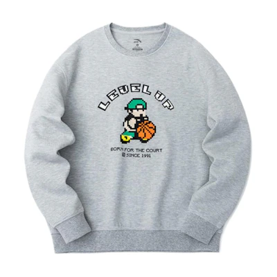 Anta Basketball Cartoon Print Grey Long Sleeve Sweatshirt for Men 952311701-3