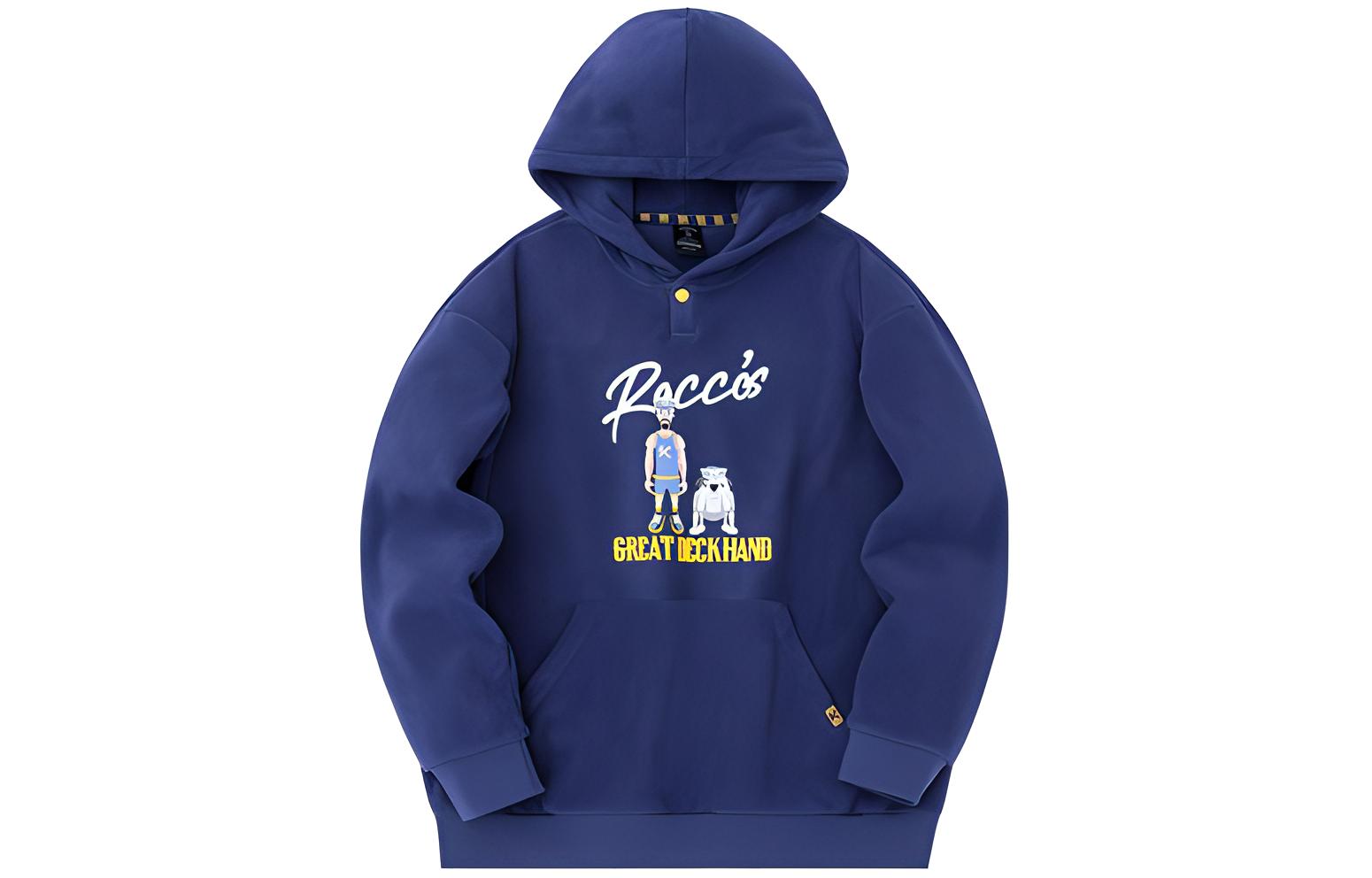 Anta Basketball Cartoon Print Hoodie - Starry Blue 972331707-3