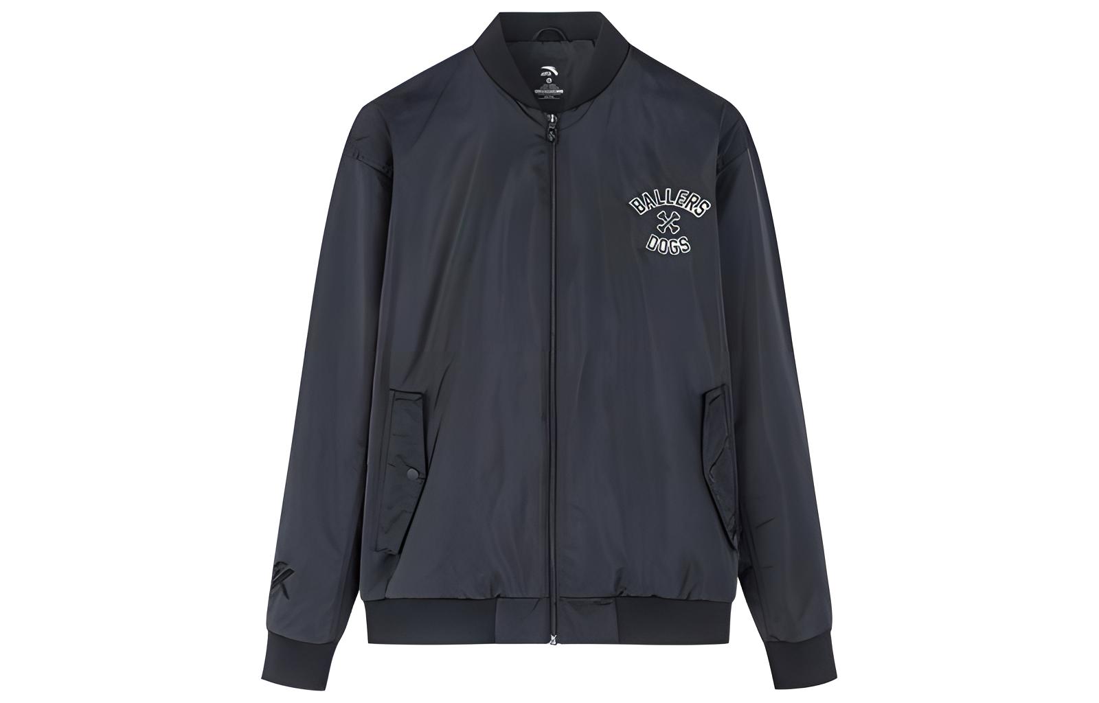 Anta Basketball Cartoon Print Zip-Up Jacket Black Long Sleeve 152241830R-2