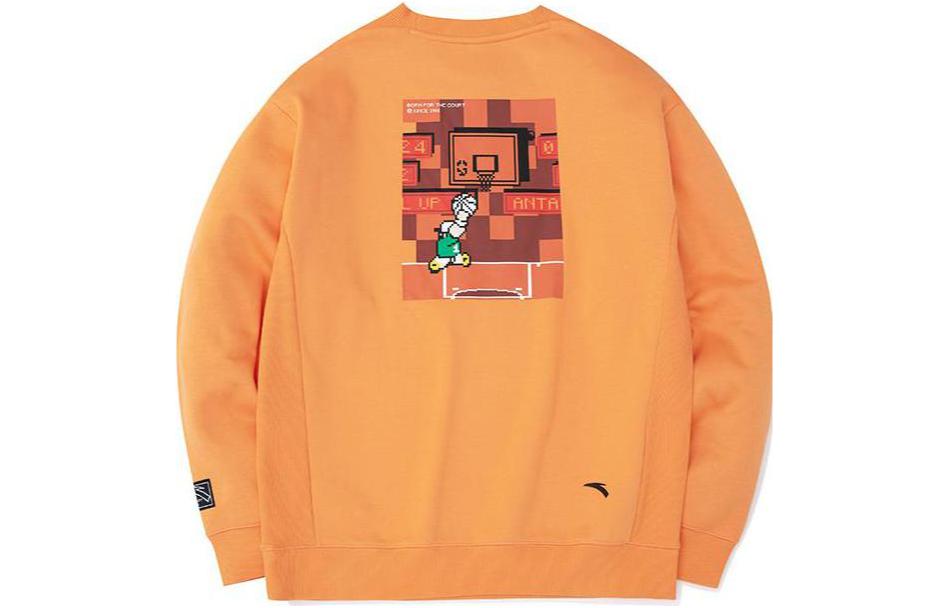 Anta Basketball Embroidered Graphic Crewneck Sweatshirt Unisex Orange 952231308-3