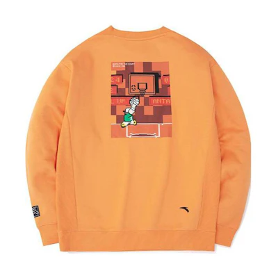 Anta Basketball Embroidered Graphic Crewneck Sweatshirt Unisex Orange 952231308-3