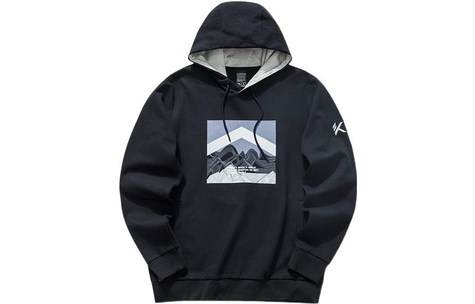 Anta Basketball Graphic Print Drawstring Knit Hoodie Black () 152111743-4