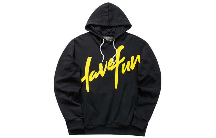 Anta Basketball Hoodie Black - Letter Print Loose-Fit Pullover 152031701-3