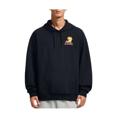 Anta Basketball Hoodie Black Unisex with Letter Print Design 972431701-3