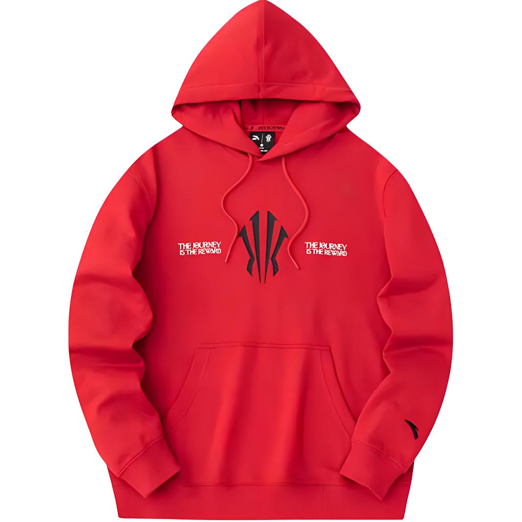 Anta Basketball Hoodie Maple Red with Letter Print - 172341707-3