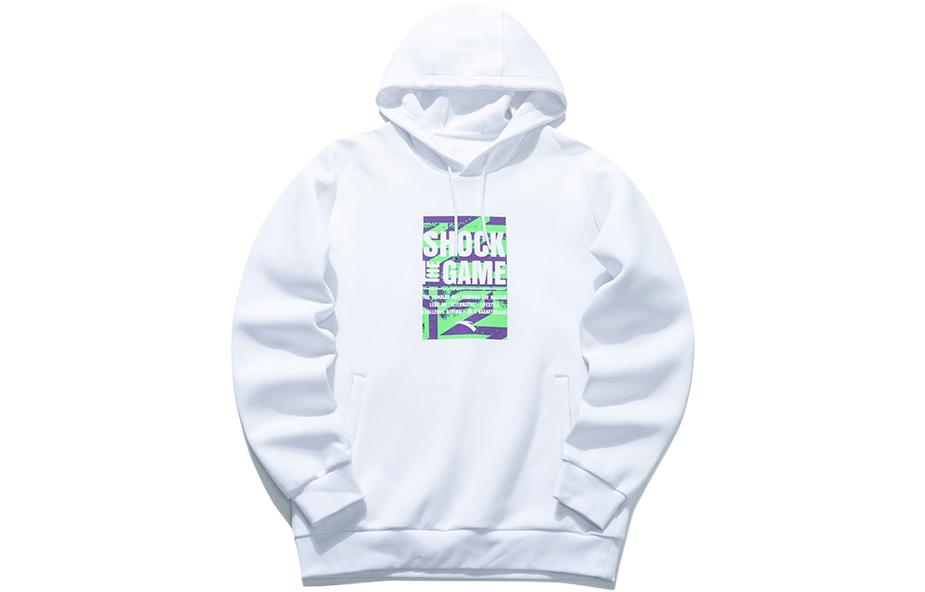 Anta Basketball Hoodie White - Pullover with Print and Drawstring 152111701-1