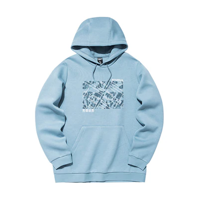 Anta Basketball Hoodie with Dynamic Tech Print - Blue 952131703-1