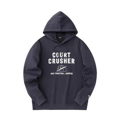 Anta Basketball Letter Hoodie Fleece Pullover Unisex - Tribe Black 972341713-5