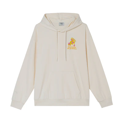 Anta Basketball Letter Print Hoodie Unisex White Pullover Sweatshirt 972431701-1