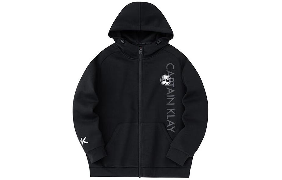 Anta Basketball Letter Print Hoodie Zip Jacket Black Sportswear 152411739S-2