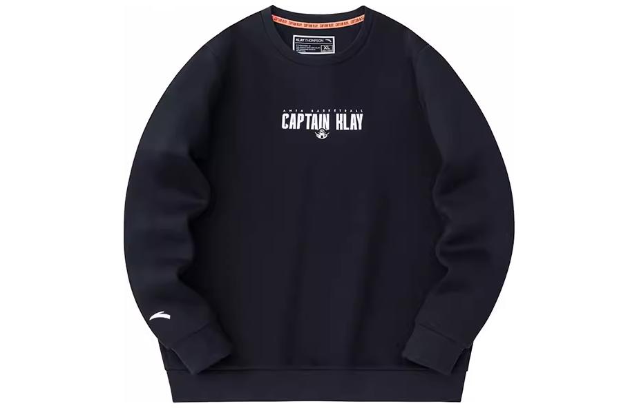Anta Basketball Letter Print Pullover Crewneck Sweatshirt Black () 152341720S-3