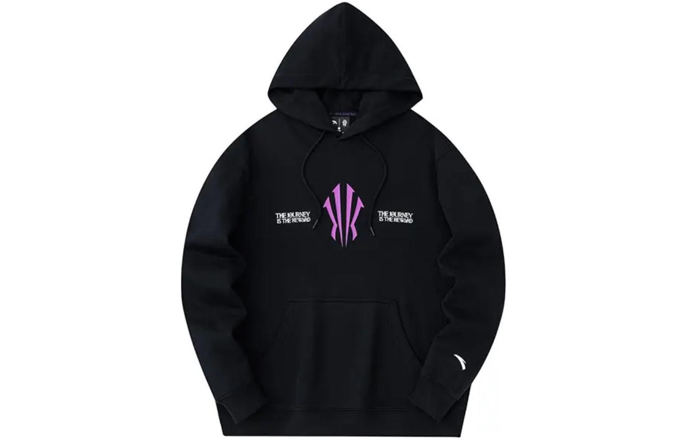 Anta Basketball Letter Print Pullover Hoodie - Basic Black 172341707-5