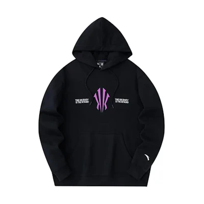 Anta Basketball Letter Print Pullover Hoodie - Basic Black 172341707-5