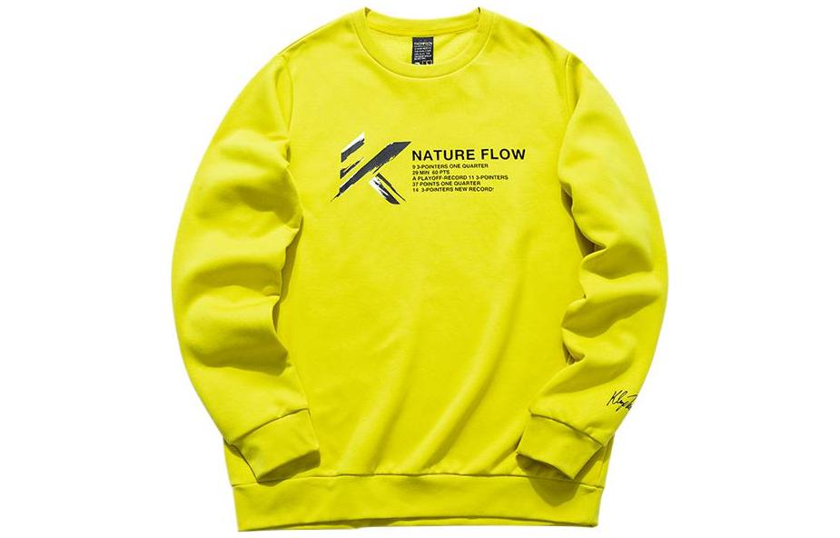 Anta Basketball Letter Print Yellow Crewneck Sweatshirt Long Sleeve 152041738-2