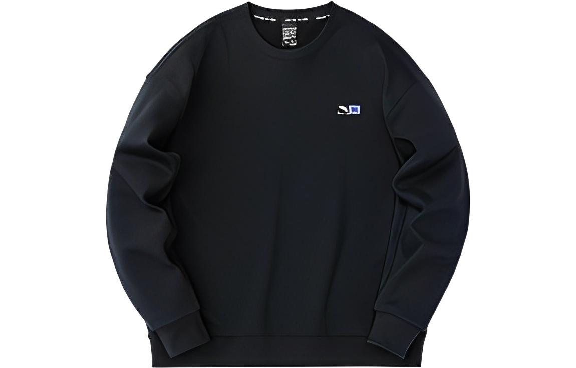 Anta Basketball Logo Crewneck Fleece Sweatshirt Black Basic Style 152241734-4