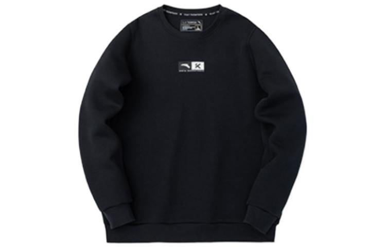 Anta Basketball Logo Crewneck Knit Pullover Sweatshirt Black 152311701-5