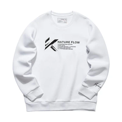 Anta Basketball Logo Print Crewneck Sweatshirt Pure White Long Sleeve 152041718-1