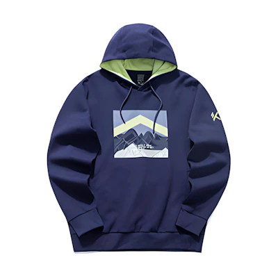 Anta Basketball Logo Print Pullover Hoodie Blue Long Sleeve 152111743-3