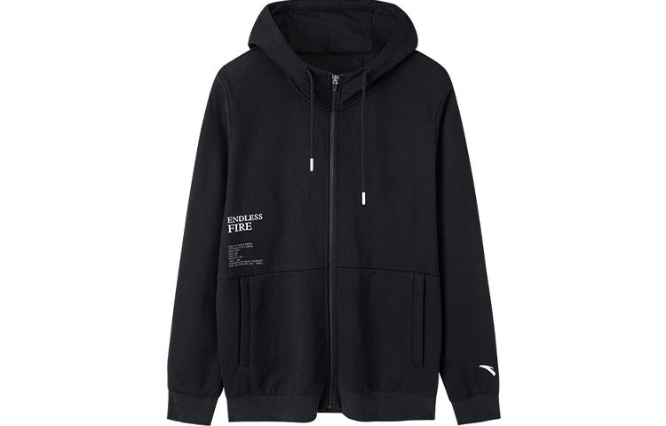 Anta Basketball Print Fleece Hoodie Jacket Winter Black 152141748-3