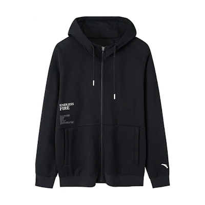 Anta Basketball Print Fleece Hoodie Jacket Winter Black 152141748-3