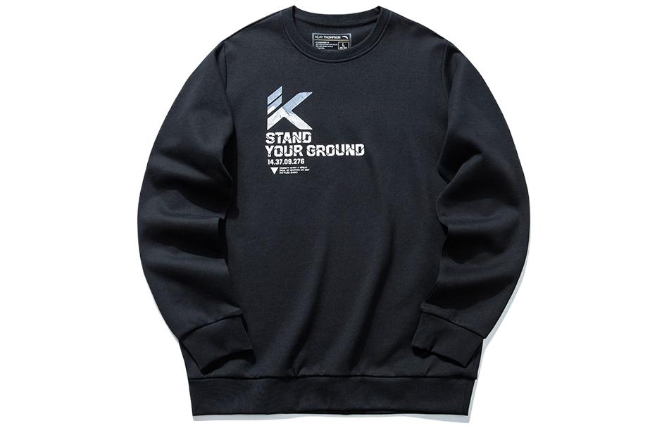 Anta Basketball Pullover Hoodie Black Letter Print Basic Design 152111737-3