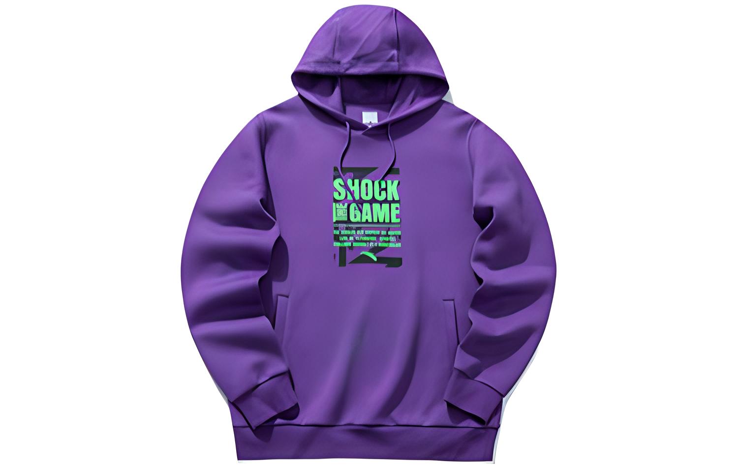 Anta Basketball Pullover Hoodie with Letter Print Purple for Men 152111701-3