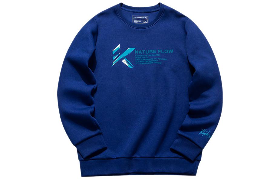 Anta Basketball Pullover Letter Print Long Sleeve Sweatshirt Signal Blue 152041738-3