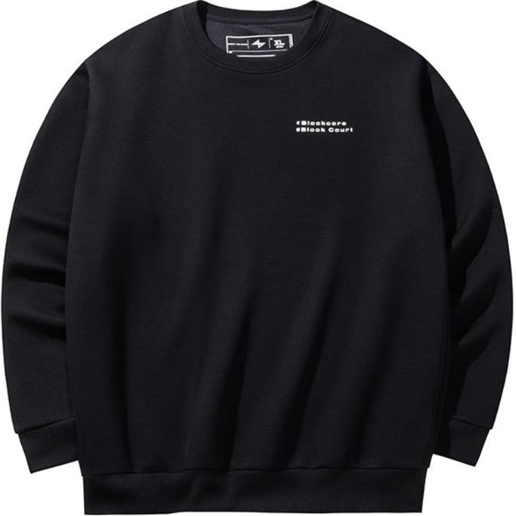 Anta Basketball Series Black Crewneck Pullover Sweatshirt with Print 152431730-4