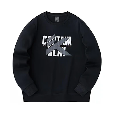 Anta Basketball Series Black Fleece Pullover Crewneck Sweatshirt 152341721N-5
