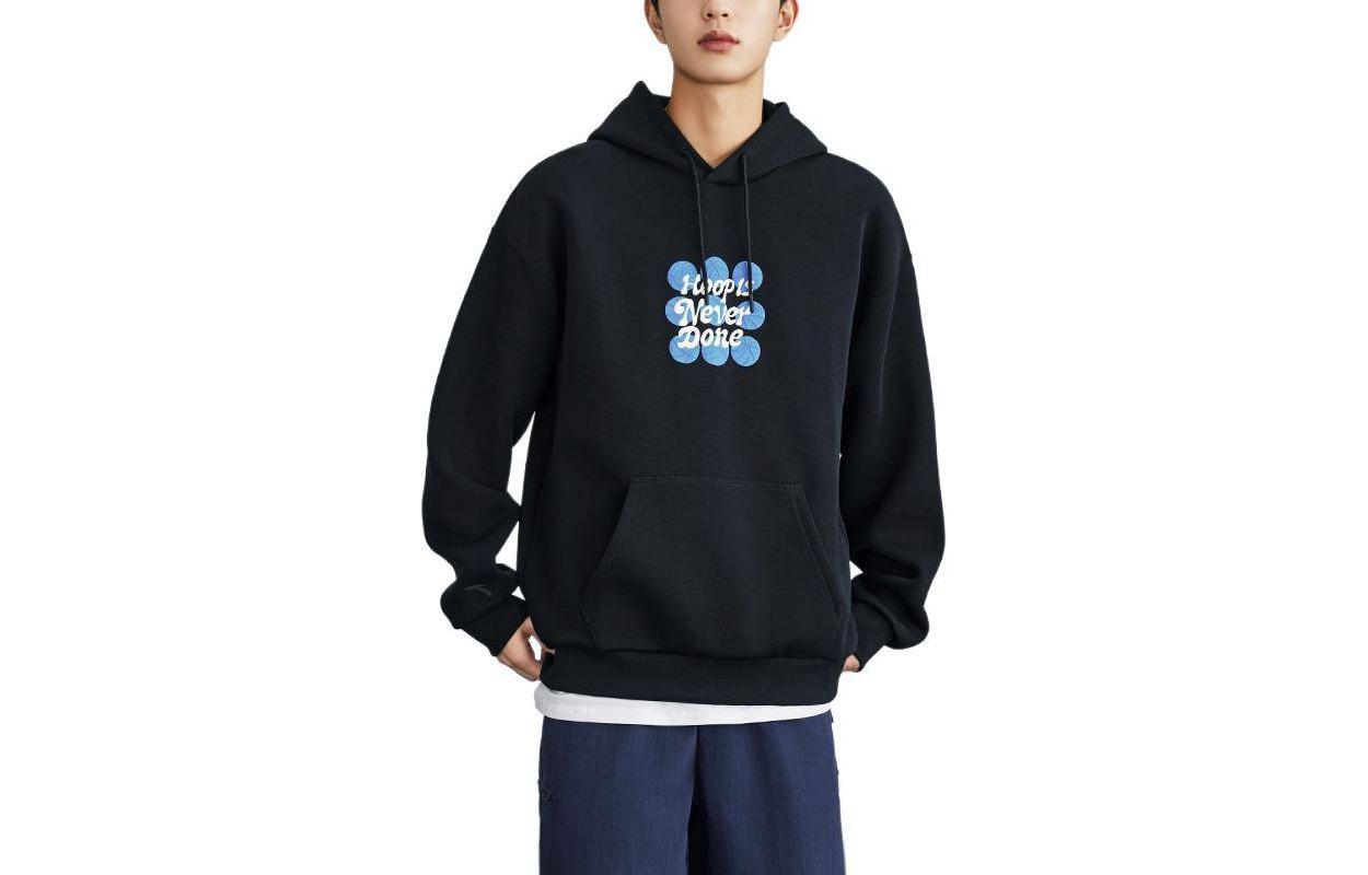 Anta Basketball Series Black Hoodie Unisex Casual Loose Fit 952411710-335726-3