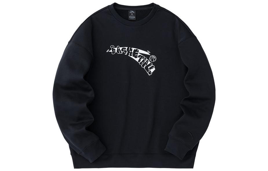 Anta Basketball Series Black Logo Crewneck Pullover Sweatshirt 952411714-5