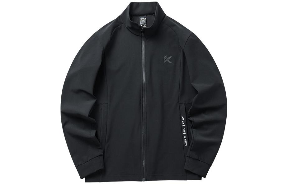 Anta Basketball Series Black Logo Print Zip-Up Jacket 152211712-2